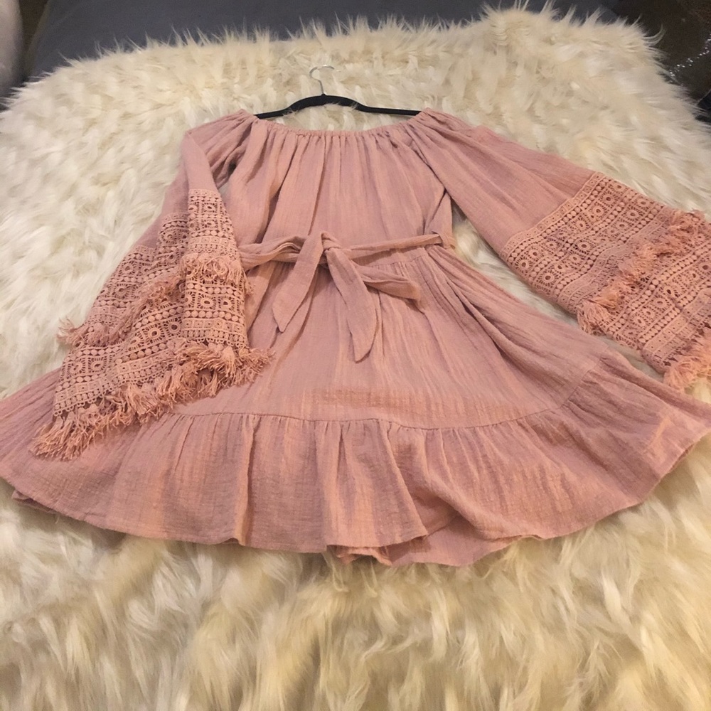 Blush off the shoulder Petal Roz dress